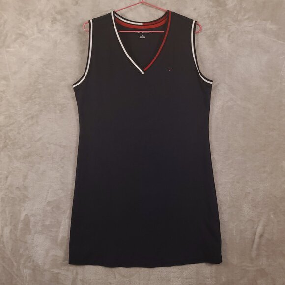 Tommy Hilfiger Navy Blue Sleeveless Dress V neck, Women's size L - Picture 1 of 9